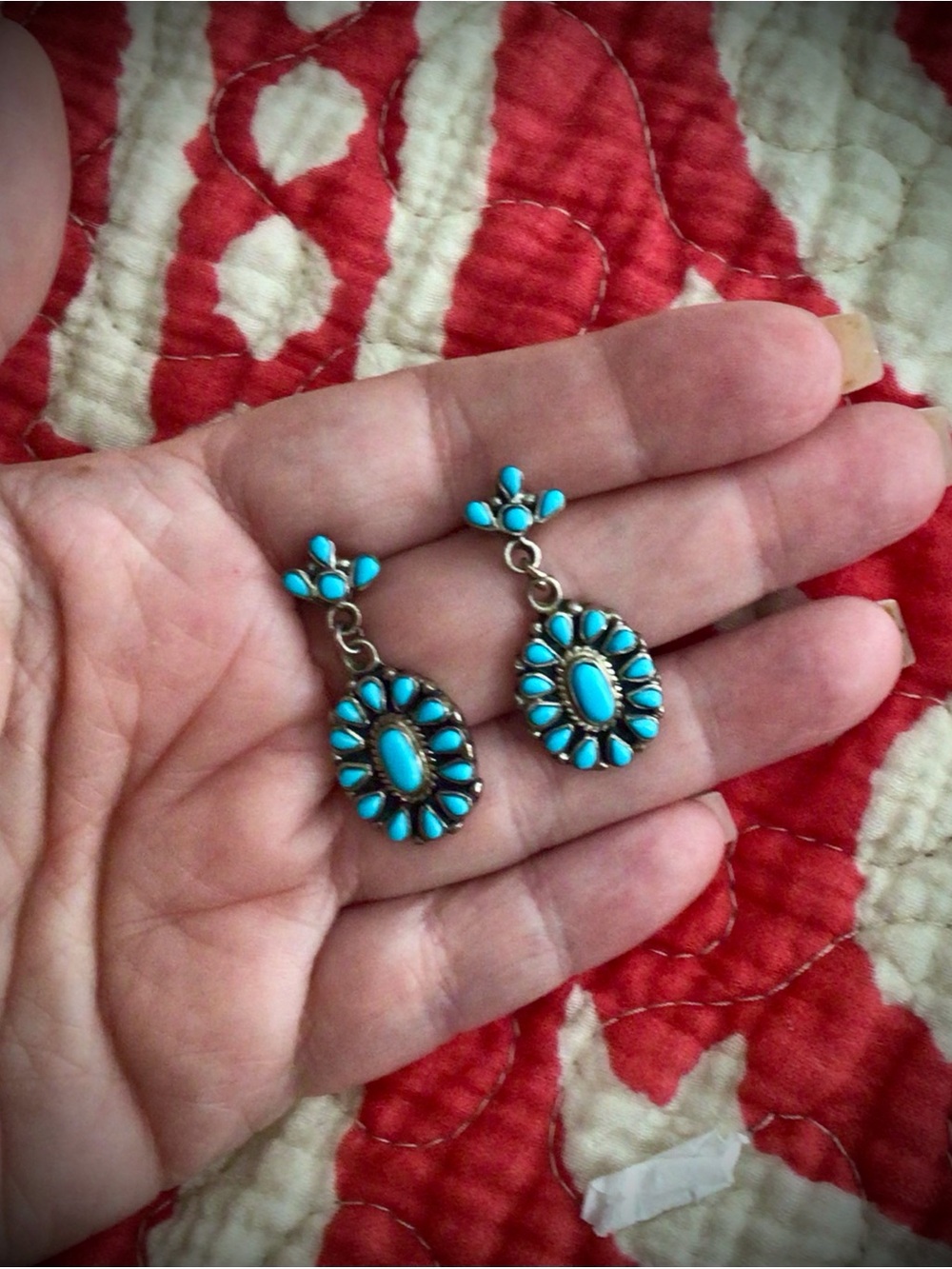 Sterling Silver Kingman Turquoise Cluster earrings!